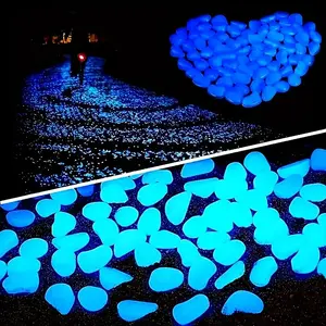 100/600Pcs/Bag Luminous Stones Glow in The Dark Decorative Stones for Garden Landscape Flower Pot Fish Tank Aquarium Decoration 0.31*0.39 Inches