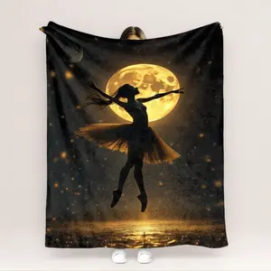 1 piece ballet girl night sky flannel blanket-soft,warm,comfortable, featuring charming ballet dancer and starry sky patterns, perfect for home decoration, travel, camping,and also a thoughtful gift for friends and family, ballet gift birthday celebration