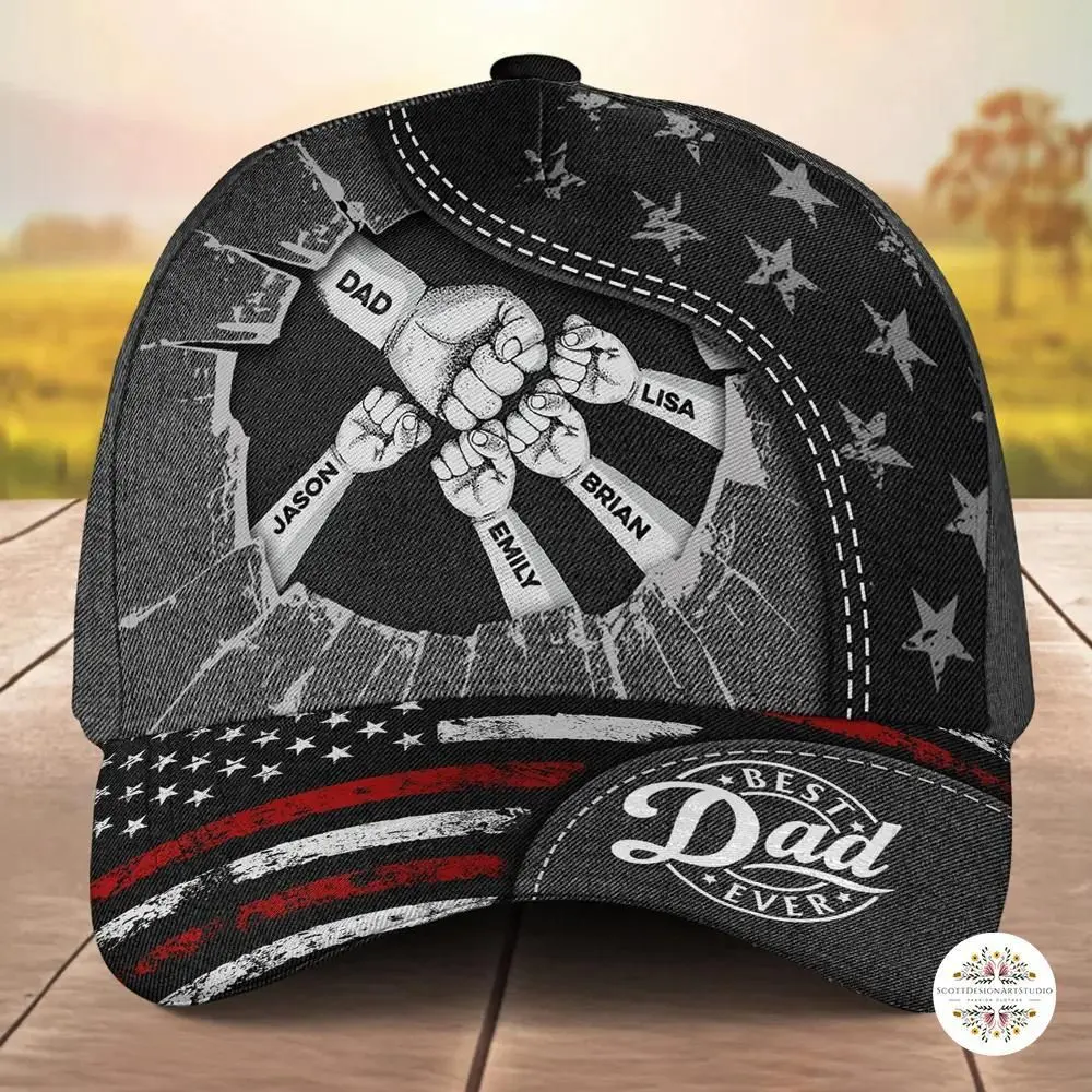 Personalized Daddy Classic Cap Fist Bump Black Hat Casual Wear Gift For Dad