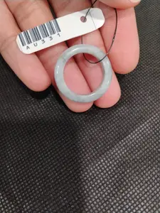 Natural Grade A Jadeite Jade Ring | Authentic Burmese Jade Band | Silver Grey | Size US 8