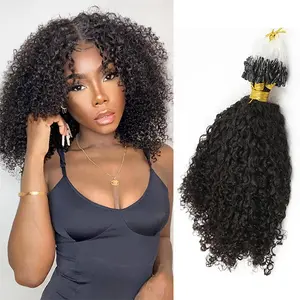 Afro Kinky Curly Micro Link Human Hair Extensions Brazilian Virgin Micro Links Hair Extensions 100 Strand Micro Loop Real Human Hair Extensions Curly Micro Loop Human Hair Extensions Natural Black Micro Links Extensions For Black Women 100 Strands