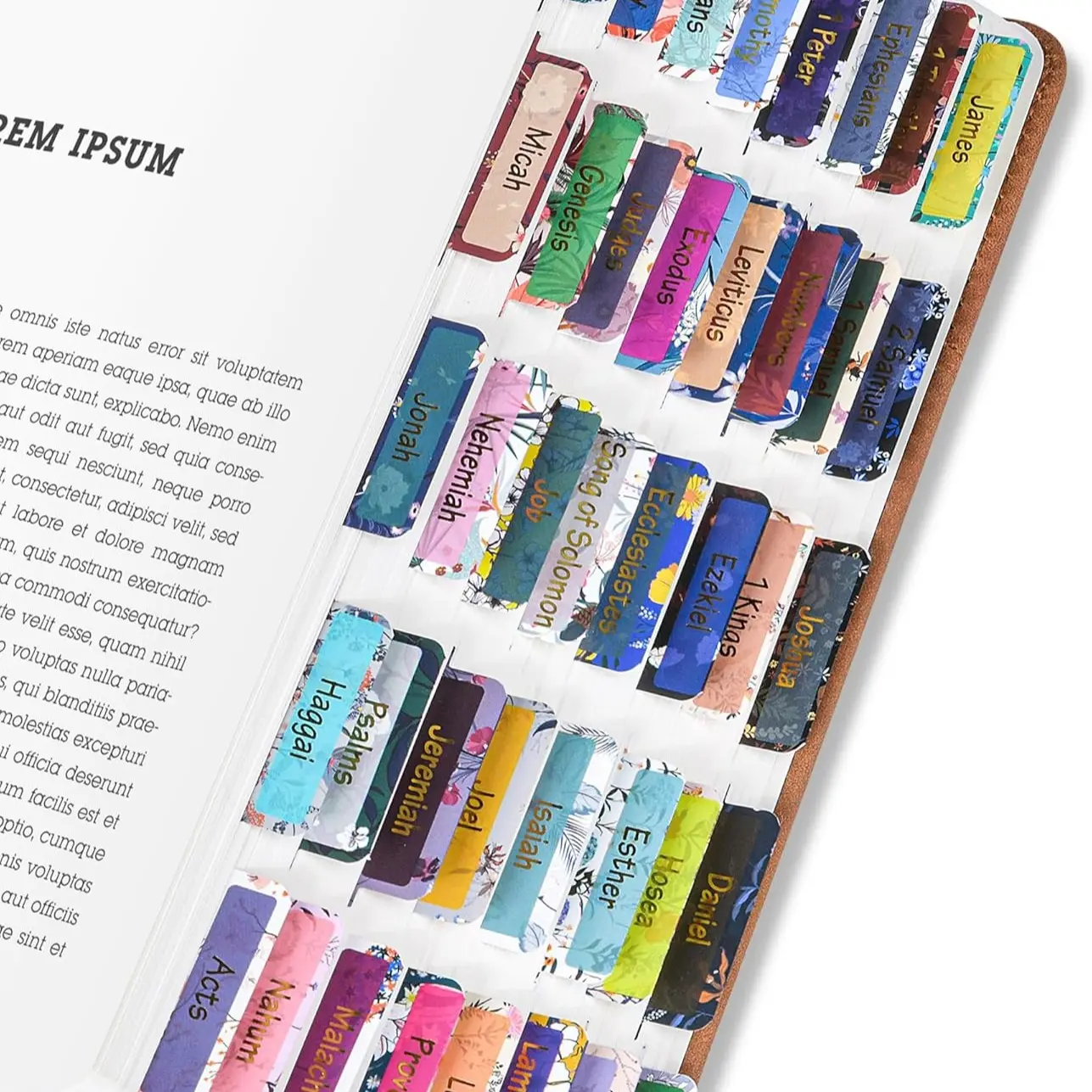 Unisex Bible Index Labels Set, 75 Colorful Floral Theme Tags, Index Tabs, Personalized Design, Ideal for Men and Women, Perfect for Organizing Your Bible