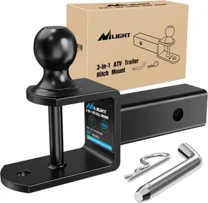 Nilight Drop Forged 3-in-1 Multi-Function ATV/UTV Multi Hitch Mount, 2-in Receiver Fit, 2-in Ball Hitch (2000 LBS Rating), 5000 LBS Rated Winch Strap Loop, Boating Accessories for Camper & Trailer Towing