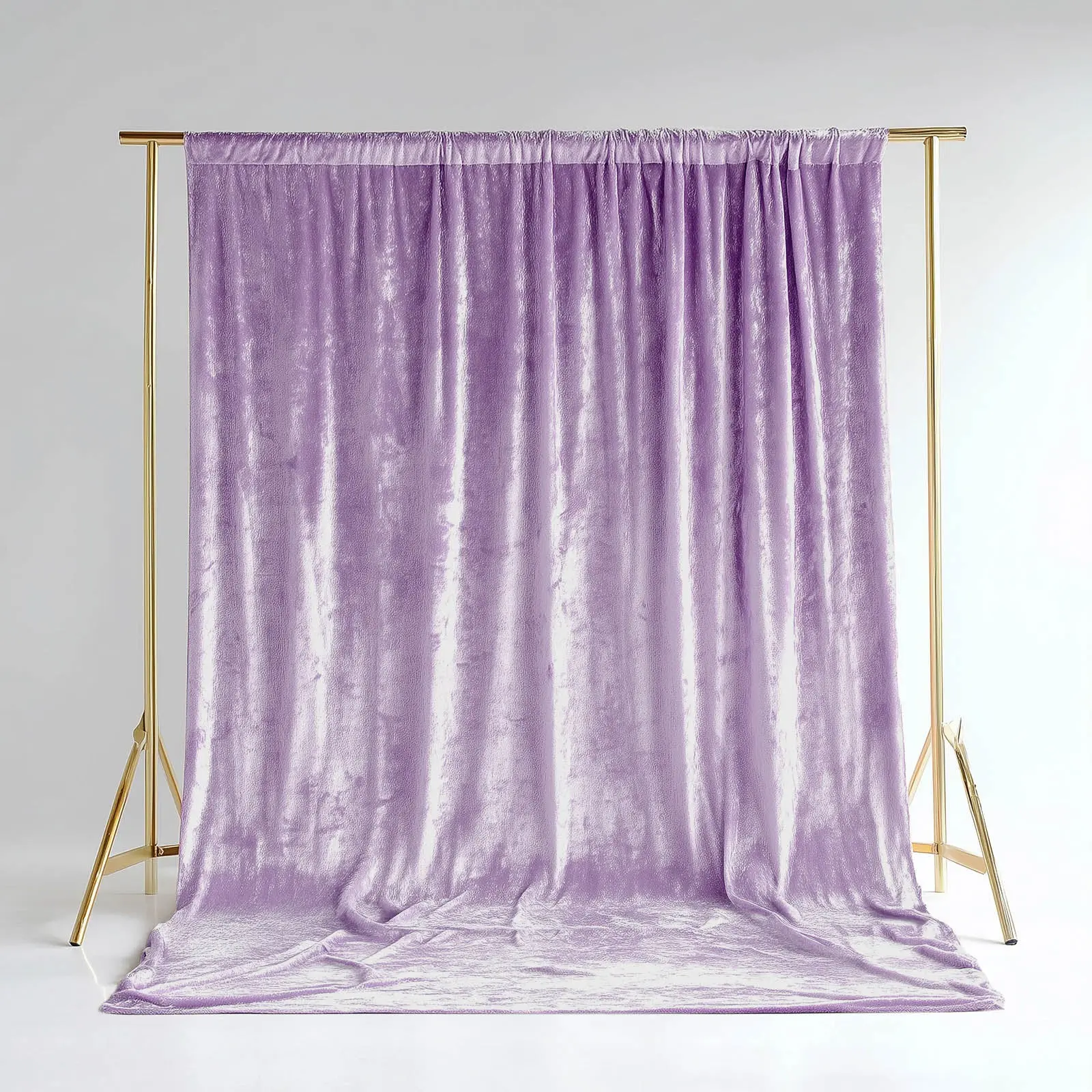 Fluffy Solid Decorative Lavender Lilac Crushed Velvet Backdrop Curtain - 5ft x 12ft Event Drape with Rod Pocket, Privacy Panel, Easy to Clean, All Seasons for Photo Booths, Ceremonies, Photo Booth, Events