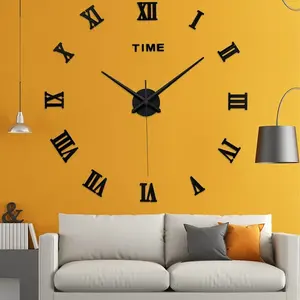 DIY Large Wall Clock 3D Mirror Surface Sticker Home Room Decor Art Design Modern