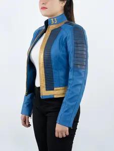 Fanzilla Jackets- Lucy Fallout 2024- Inspired Blue and Golden Cosplay Leather Jacket