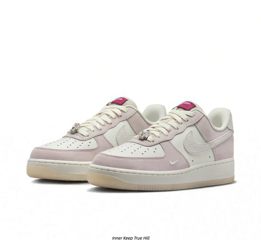 Pink Cream Color Block Low Top Casual Sneakers, Suede & Leather Mixed Upper, Pink Tongue Label, Decorative Metal Lace Lock, Vintage Off-White Flat Midsole, Non-Slip Rubber Outsole, Soft Fashion Street Walking Skate Shoes For Women Daily Matching Outfits