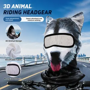 Unisex Youth Cotton 3D Animal Balaclava Face Mask - UPF50+ UV Protection, Breathable Windproof Neck Gaiter for Cycling, Motorcycle Outdoor Sports