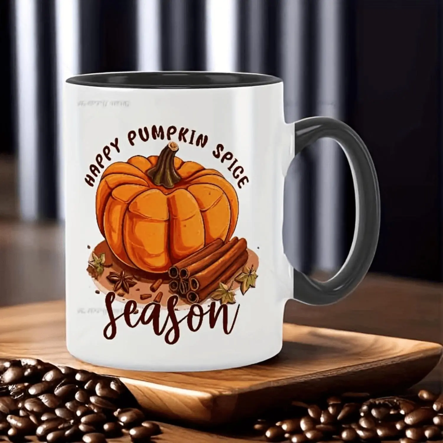 A Fun 11-Ounce Coffee Mug Featuring a Fall-Themed Pumpkin, Perfect for Both Hot And Cold Beverages, Making It an Ideal Gift for Home Use, Outdoor Activities, Camping, Birthdays, Christmas, And Thanksgiving
