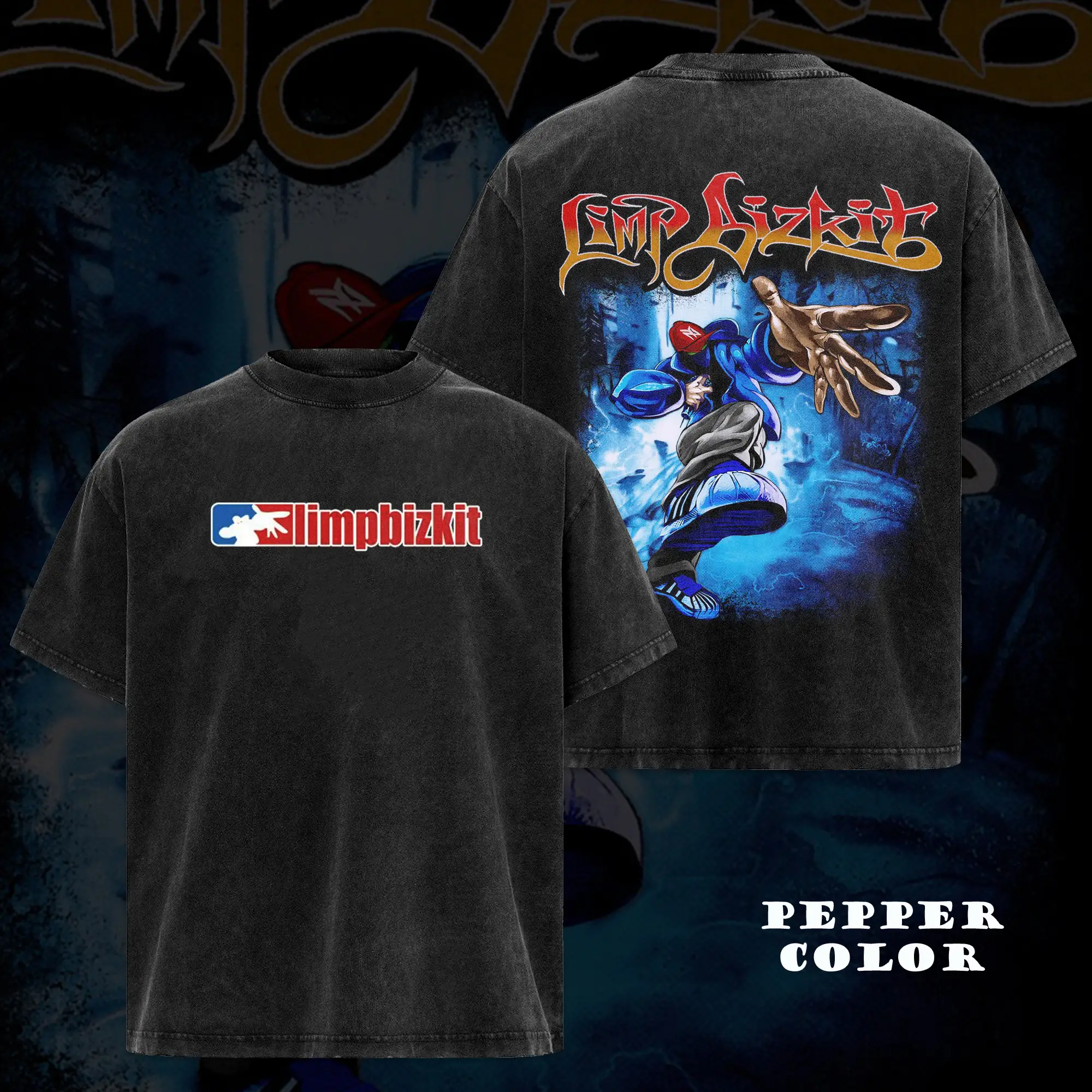 Limp Bizkit Band Tour Black 2-Sided T-Shirt Graphic Vintage Fans Shirt , Vintage Graphic Tee for Rock Fans, Black Concert Shirt for Nu Metal Lovers, C