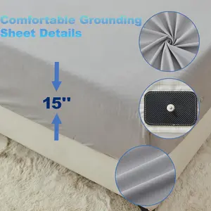 Grounding Sheets Queen,10% Pure Silver Fiber+90% Organic Cotton,Deep Pocket Grounding Bed Sheets.Grounded Fitted Sheets Set.