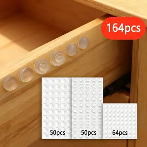 164 Counts Transparent Door Bumper Pads Sound Dampening Adhesive for Hom