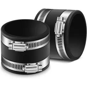 2 count 2-1/2 Inch Dust Control Flex Cuffs with Stainless Steel Hose Clamps, Flexible PVC Coupling for Plastic and Copper Plumbing Connections, Connector Ports Dust Collection Fittings