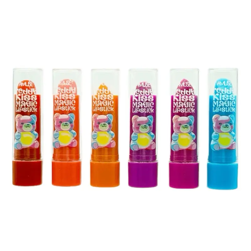 Amuse Teddy Kiss Change Lip Color 6 pc Set Mix Colors Lipstick Vibrant Shades for Stylish Makeup