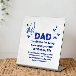 Father's Day Gifts for Dad, #1 Dad Stainless Steel Desktop Plaque, Thank You Gift From Daughter Son, Best Dad Birthday Present Idea