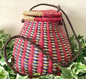 Ghanaian Rambling Rose Lidded Basket Purse