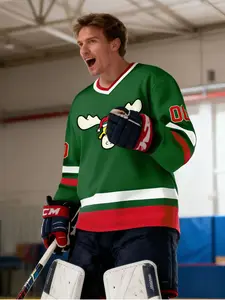 Christmas Theme Hockey Jersey Long Sleeve Deer Pattern Sports Wear Ice Hockey Shirt Size 00 Lightweight Breathable Best Gift