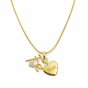 DIDIRAY 14k Gold Plated MOM  Heart Charm necklace ,Perfect gift