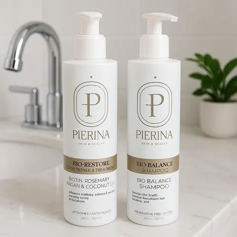 Pierina BioHair Deluxe 2-Piece Haircare Duo - Biotin Rosemary Nourishing Cleansing Shampoo, Garlic & Onion-Infused Anti-Hair Loss Rosemary Conditioner, Sulfate-Free, Paraben-Free, UV-Protective for Color-Treated Damaged Hair