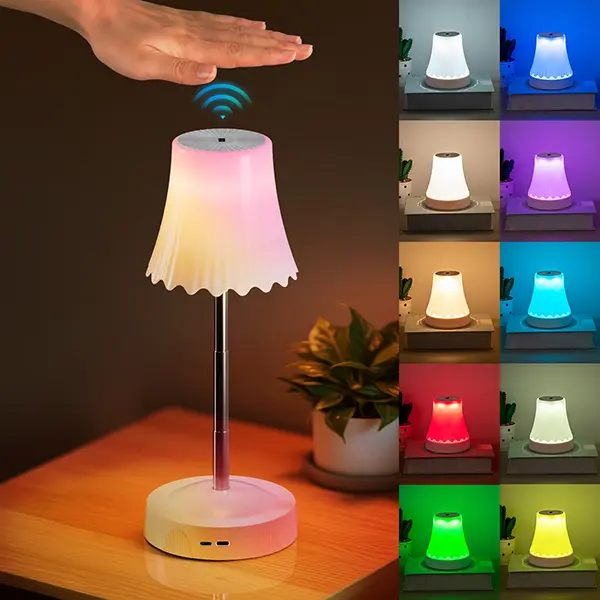 RGB Color Changing Smart Table Lamp - Gesture Sensor Control, 13-30cm Height Adjustable, Rechargeable with Included Batteries, USB Port, White Light & Mood Lighting, Sensory Lights for Bedroom, Height Adjustable Desk Indoor Home Improvement Lighting