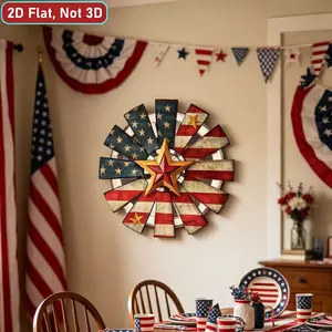 Wooden Vintage American Flag Windmill Wall Decor, Patriotic Wooden Wall Art, July 4th Hanging Decoration, Home Farmhouse Living Room Decor
