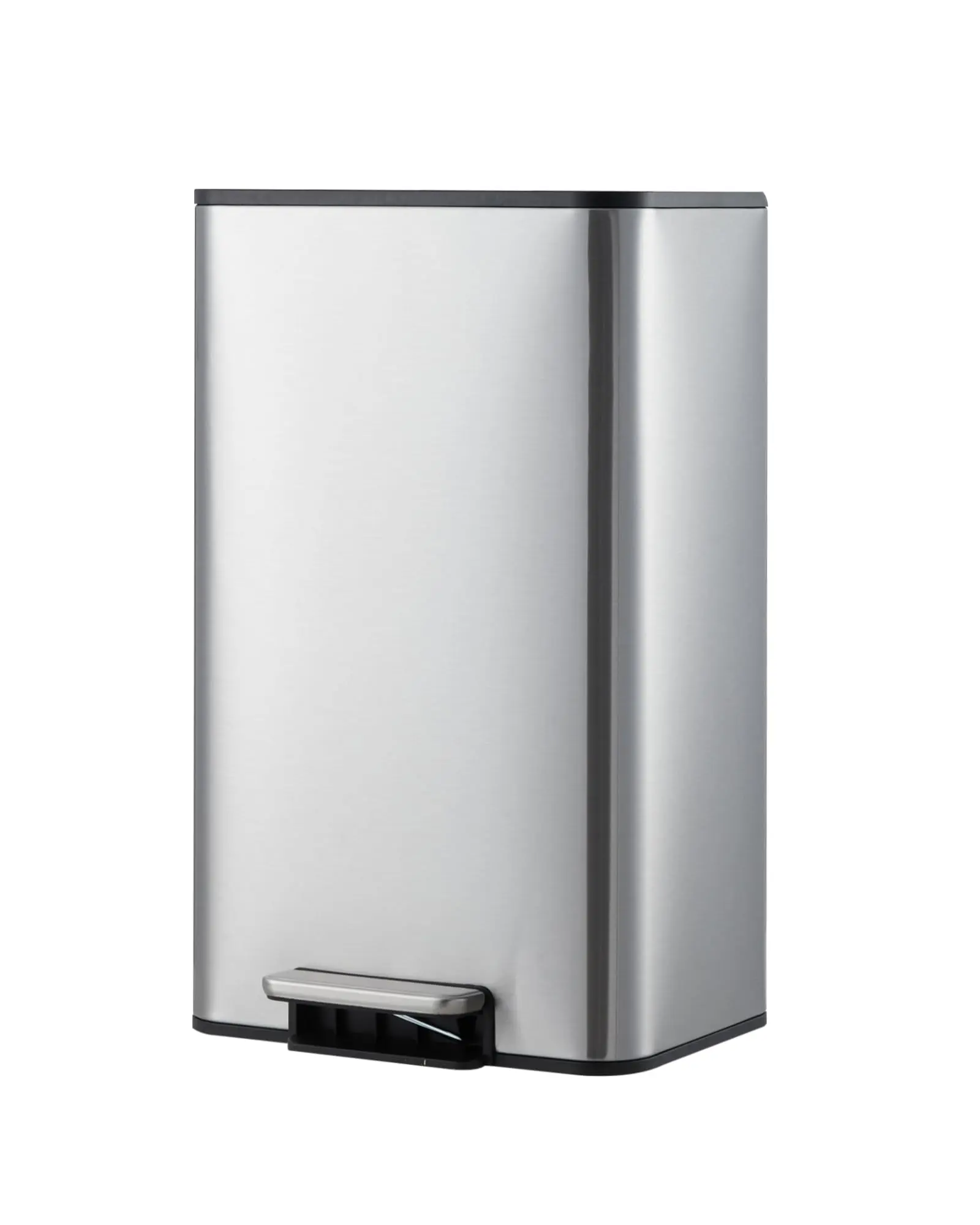 Garvee Stainless Steel Step Garbage Can with Quiet Soft-Close Lid, Foot Pedal, and Removable Inner Bucket - Rectangular Bin for Bathroom, Home, and Office Use