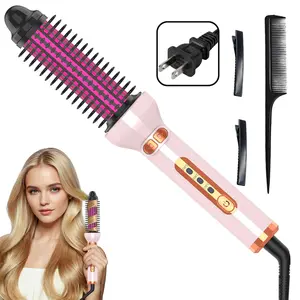 2 in 1 Professional Ceramic Hair Curler & Hair Straightener, Automatic Left and Right 360° Rotation, Dual Voltage 110V-240V, Suitable for Home Use, Traveling