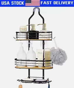 Hanging Shower Caddy Over Shower Head,Rust Proof Metal Bathroom Organizer w/Hook