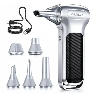 Electric Air Duster, Cordless Rechargeable Air Blower, Turbo Fan Mini Blower with 5 Nozzles, Compressed Air Duster Alternative for Keyboard, Computer, Car, Office & Home