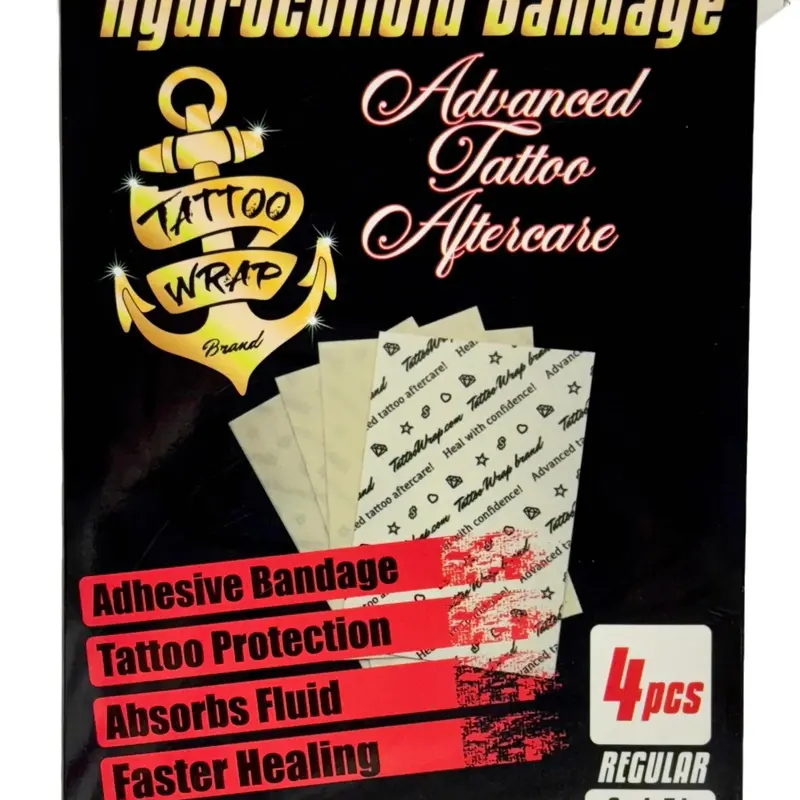 Tattoo Wrap Hydrocolloid Bandage Advanced Tattoo Aftercare Adhesive Absorbent Waterproof 4pcs Regular Size 3x5in for Faster Healing