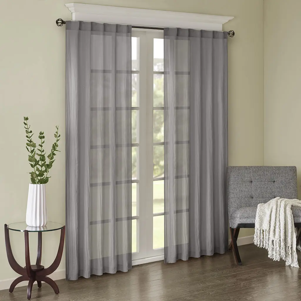 Madison Park Harper 100% Polyester Sheer Curtain - 42x95in Lightweight Window Drapes, Home Decoration Drape Style Curtains, Living Room & Bedroom Window Treatment, Privacy & Light Filtering, Home Decoration Curtain, Lightweight Curtains
