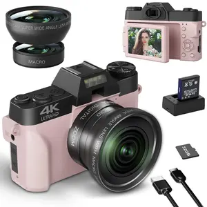 4K Digital Camera for Fall, 56MP Professional Camera with 180 °   Flip Screen, Vlogging Camera, Autofocus Cameras with 16X Digital Zoom, Wide Angle & Macro Lens Digital Camera Pictures