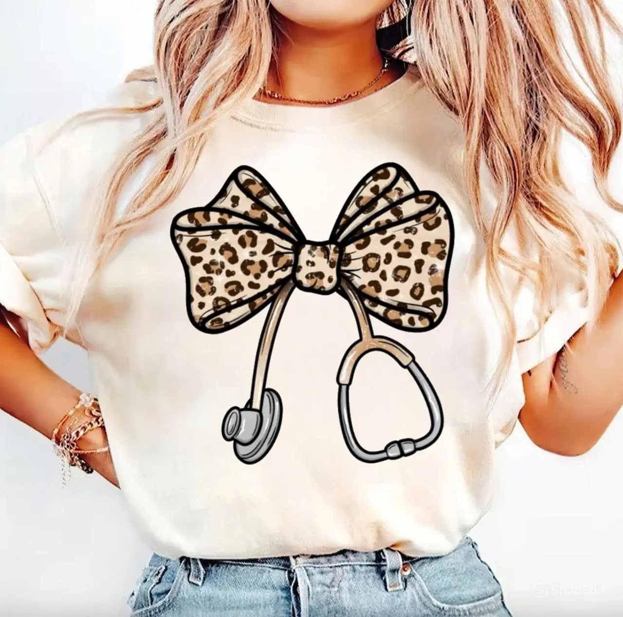 Leopard Nurse Coquette Bow Shirt, Nursing Shirt, Cute Girlie Bow with Stethoscope Shirt, Registered Nurse Graduation Gift, Sweater Hoodie Men Women