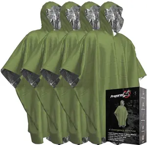 Emergency Survival Raincoat Poncho For Adult Outdoor Hiking Ultralight Waterproof Thermal Survival Space Raincoat