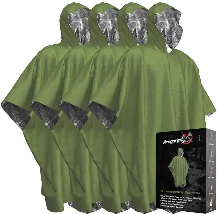 Emergency Survival Raincoat Poncho For Adult Outdoor Hiking Ultralight Waterproof Thermal Survival Space Raincoat