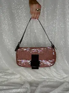 Pre-owned FENDI Sequin body Baguette RARE PINK SEQUIN BAGUETTE