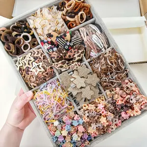 852 pieces of coffee brown bow and star-shaped hair accessory set, suitable for women. It includes a minimalist princess-style hair band, hair clip and claw clip combination. It is a daily-use hair accessory and also an excellent gift and collection optio