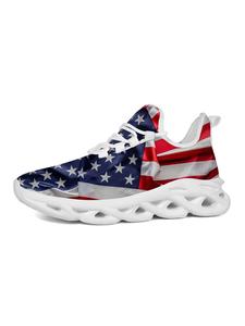 Exclusive American Flag Sneakers, Patriotic Print, Unique Print, Graffiti Art Style, Casual, Comfortable Thick Sole, Breathable Design, All Season Wear, Perfect for Sports & Daily Wear, Sports Shoes