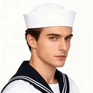 Nautical Captain Hat - White Sailor with Classic Yachting Style, Maritime Costume Accessory for Cosplay, Role-Play & Themed Parties (Durable & Easy Wear)