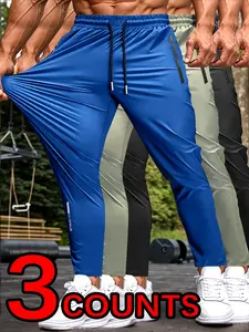 5-Pack Men’s Cool Casual Sports Pants – Zipper Pockets, Elastic Waist, Quick-Dry Breathable Straight-Leg Pants for Daily Outdoor Activities and Gym Workouts; Ideal for Hot Summer Days, Great Gift for Summer, Best Gift