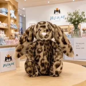 Jellycat Leopard Bunny Plush, Bashful Luxe Spotted Rabbit Stuffed Animal, Soft Long Ear Bunny Toy, Cute Baby Birthday Easter Gift