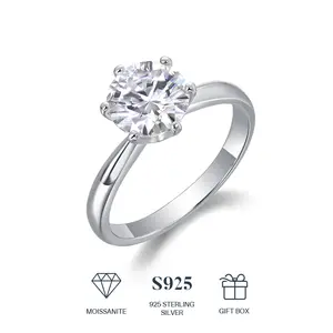 [AphroGrace Jewelry] Lab Grow Moissanite Ring D Color VVS Clarity S925 Sterling Setting Gift for Unisex Wedding Engagement Birthday Gift Anniversary Prom Party Holiday Date Casual Skin-Friendly R9094