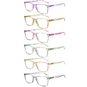 6pcs Multi-Color Vintage Print Anti-Blue Light Reading Glasses Durable Lenses, Easy To Fold And Carry, Spring Hinges Suitable For Daily Wear, Travel, And Work Perfect Holiday Gift, Christmas Present