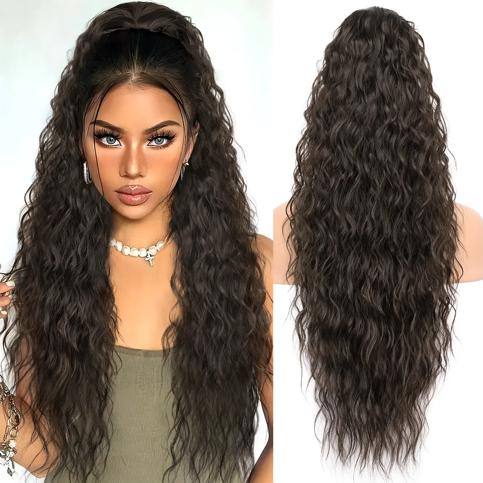 Chestnut Brown Drawstring Ponytails