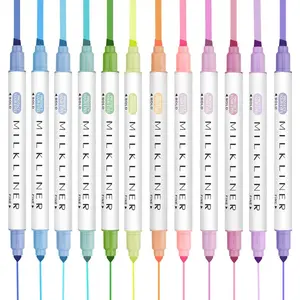12 count Aesthetic Highlighters Assorted Colors, Pastel Highlighters Set  Retro Color, Quick Dry Dual Tip No Bleed Highlighter Markers for School Office  Journals Planners Books Notes