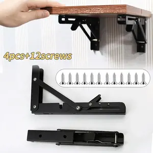 4pcs foldable triangular bracket, wall mounted partition bracket, shelf board support L-shaped heavy-duty bracket
