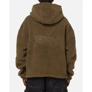 Carre Sherpa Hooded Jumper Khaki