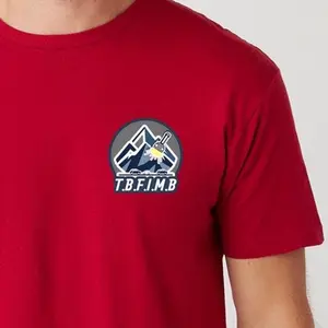 TBFIMB Men's Red T-Shirt with Mountain Logo 100% Ring-Spun Cotton Comfortable Casual Wear for Everyday Use