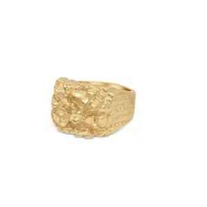Gold Nugget Ring, 14k Heavy Plated Gold, Lifetime Replacement Guarantee