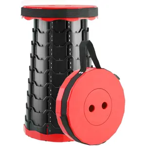 Upgraded Foldable Stool Thickened, Portable Collapsible Stool Retractable Stool for Fishing, Hiking Tours, BBQ, Parties, Outdoor Activities (Red, 1pack)